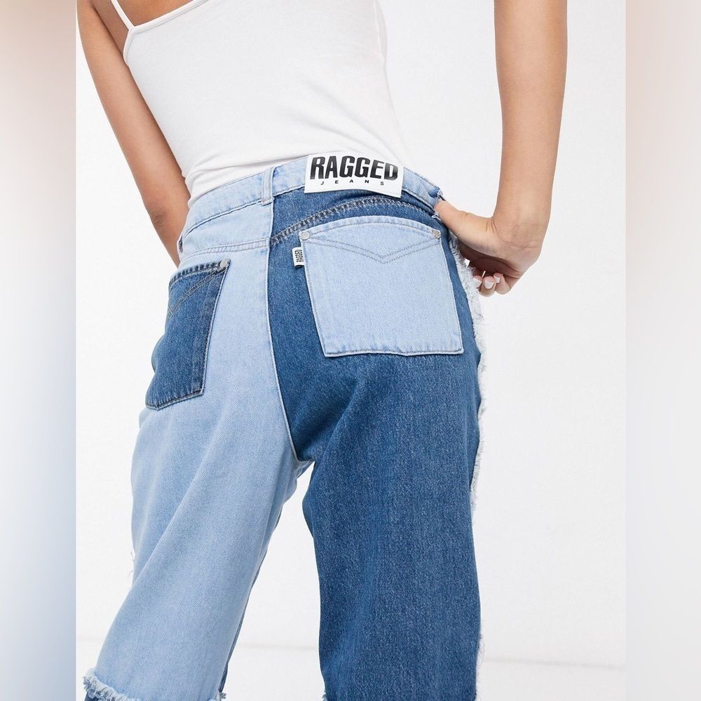 Nwt The Ragged Priest Mom Jeans In Quarter Panel Denim Patchwork 26 — image 5 of 8